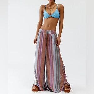Multi-coloured Striped Flared Trousers